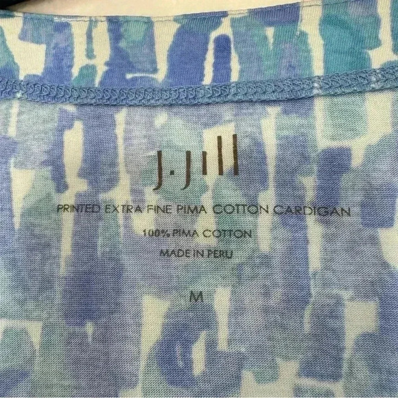 J. Jill Womens Printed Extra Fine Pima Cottton Cardigan Sweater Size M Blue NWOT - Picture 4 of 7